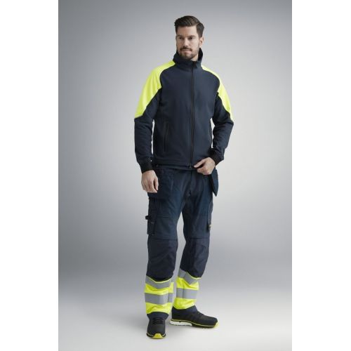 8028 Sudadera fluorescente con cremallera completa FlexiWork negro/ amarillo